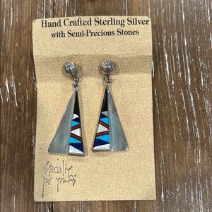 Handcrafted Sterling Silver Earrings with Semi-Precious Stones